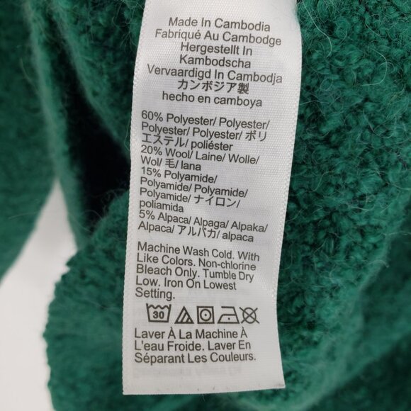 J. Crew Rolled Mock Neck Boucle Knit Sweater M Wool Alpaca Blend Emerald Green - Picture 7 of 7
